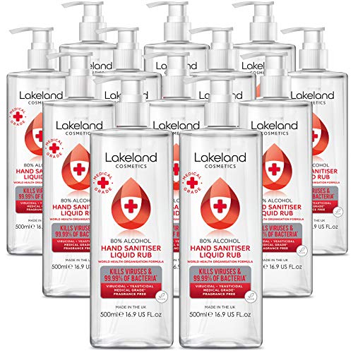 80% Alcohol Hand Sanitiser Rub - 500ml - Kills 99% Bacteria, Germs - Sanitizer (Pack of 12)