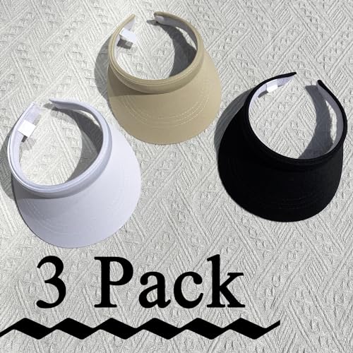 Image of 3 Pack Sports Sun Visor Hat Women Men Adjustable Clip On Visors Outdoor Golf Beach Cap