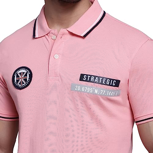 Image of Cantabil Men Cotton Blend Polo Neck Half Sleeve Solid T-Shirt (P MTSH00248)