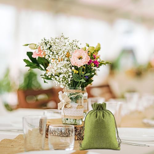 Bolsas de arpillera con cordón de yute para detalles de boda y comunión rústica 7