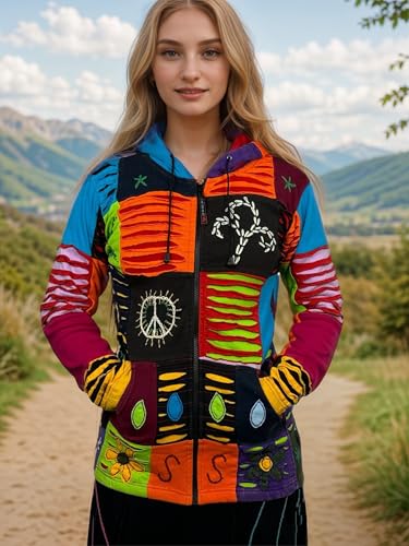 Agan Traders 2025 Summer Tie-Dye Patch Embroidered Women's Hoodie Jacket - A Free-Spirited Fashion Women's Zip-Up Hoodie3