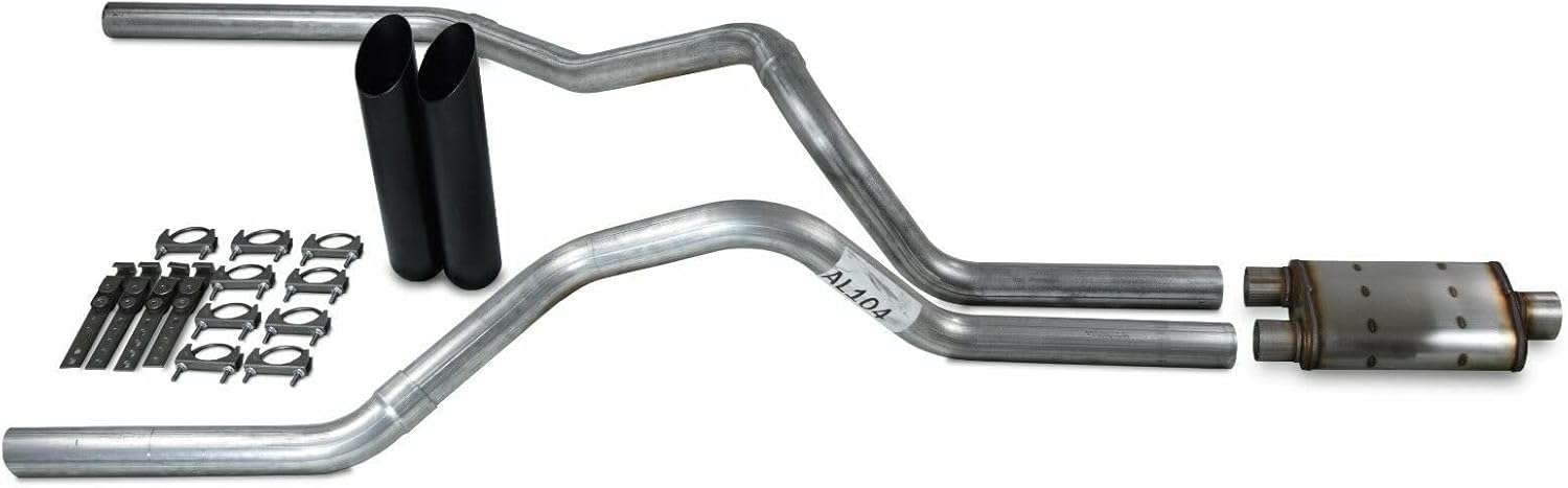 Truck Exhaust Kits - Shop Line dual exhaust system 2.5 AL pipe Magnaflow 2.5" Black Slash Cut Weld on Tip