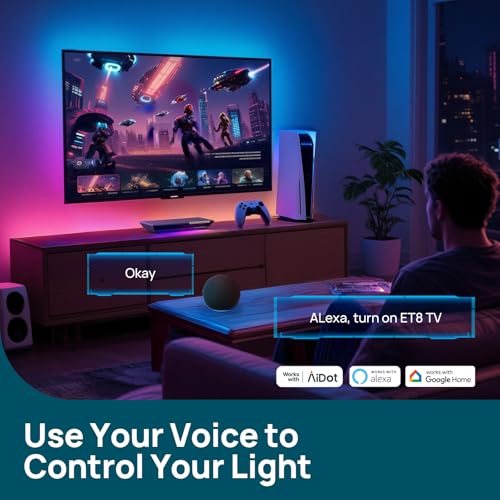 Image of Linkind TV Backlight, HDMI 2.1 Sync Box with AI LumiSync Technology, Supports 8K@60Hz, Cuttable LED Backlights Sync to Screen for 27-90 inch TVs