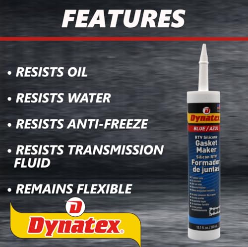 Image of Dynatex Blue RTV Silicone Gasket Maker 10.1 oz Caulk Tube - Oxygen Sensor Safe, OEM Specs, Gear Oil Resistant, Oil /Water Resistant, Made in the USA (8-Pack)