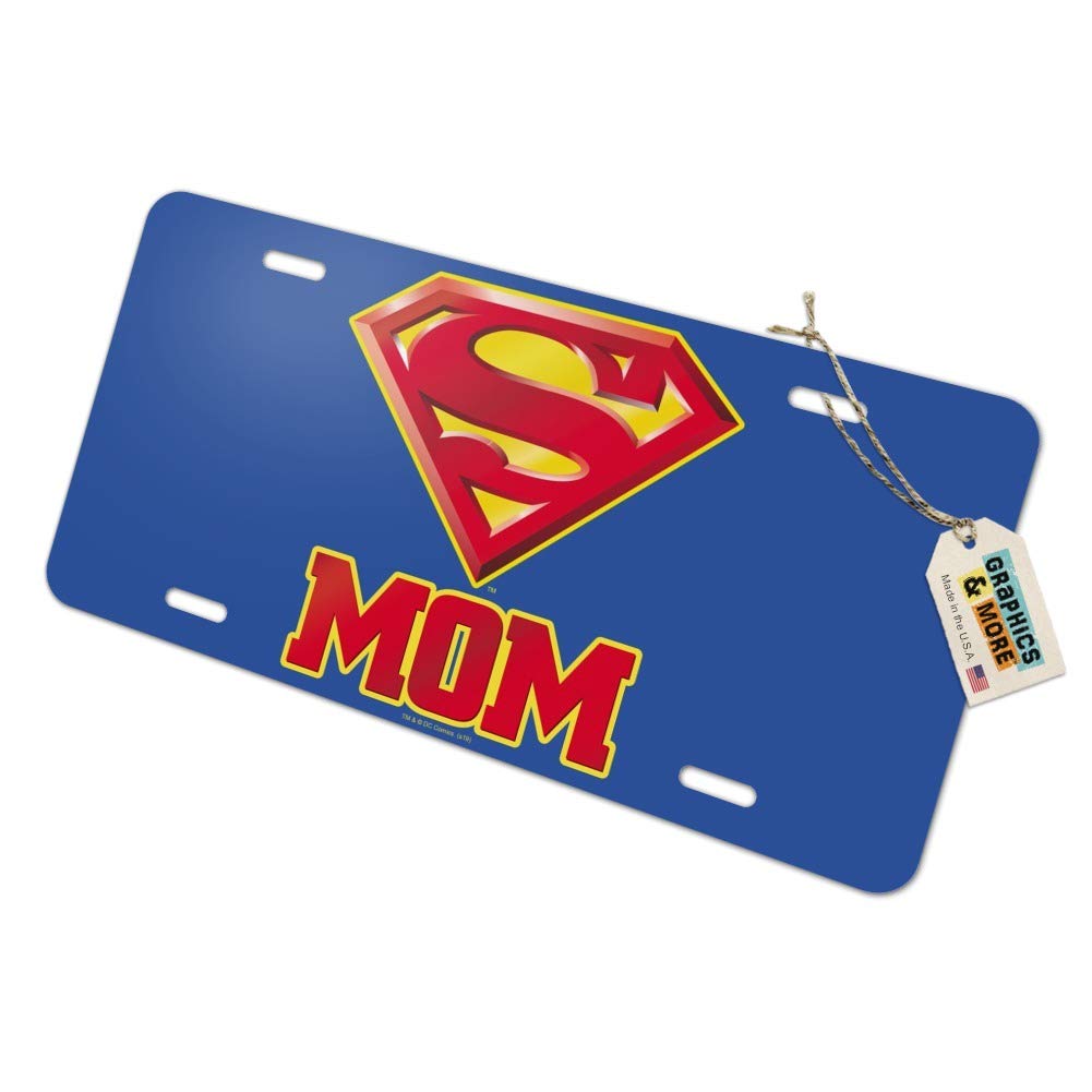 GRAPHICS & MORE Superman Super Mom Shield Logo Novelty Metal Vanity Tag License Plate
