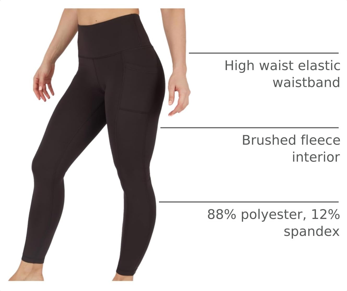 90 Degree By Reflex High Waist Fleece Lined Leggings with Side Pocket - Yoga Pants image 4