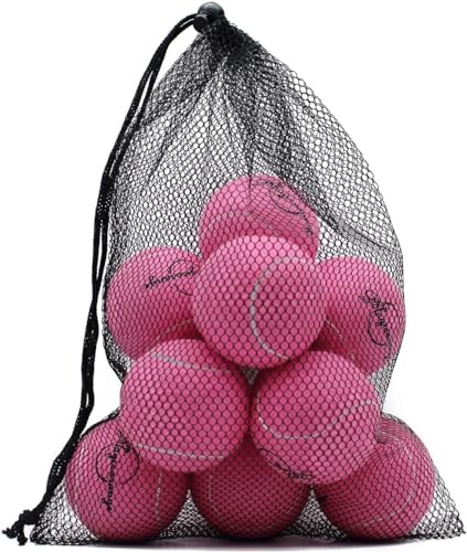 Magicorange Tennisbälle, 20 Stück, fortgeschrittene Trainings-Tennisbälle, Übungsbälle, Haustier-Hund-Spielbälle, kommen mit Netztasche für einfachen Transport (Rosa)