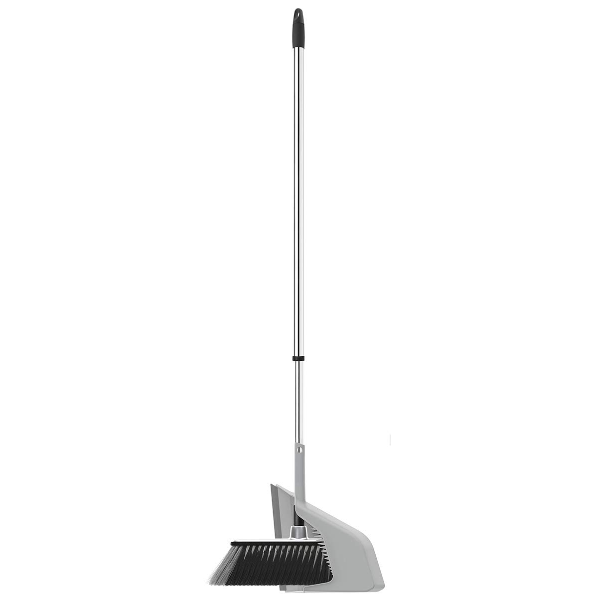TIVITCross Bristles Rubberized Broom with “BroomHolder” Dustpan and Telescopic Handle - Combo Set with Non Scratch Bristle and Long Extendable, Indoor or Outdoor Home, Kitchen, Office, Garage, 55 in