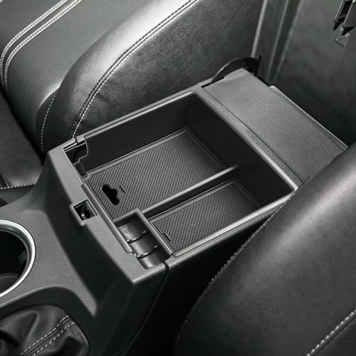 HGWEI Center Console Organizer Compatible with Ford Ranger 2019 2020 2021 2022 2023 XL XLT Lariat Accessories Armrest Storage Box Secondary Insert Tray Black