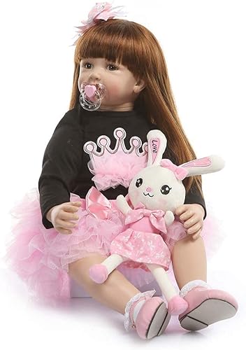 Anano Muñecas Reborn de 24 pulgadas, 23.6 in, encantadoras muñecas Reborn de bebé Life Like Baby Doll de vinilo de tela de silicona, cuerpo de pelo
