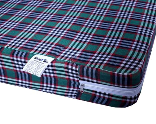 CheckMe Cotton Mattress Cover/Protector for Single Bed with Zip/Chain 75x48x7 Inch / 6.25x4 Feet - Multicolor