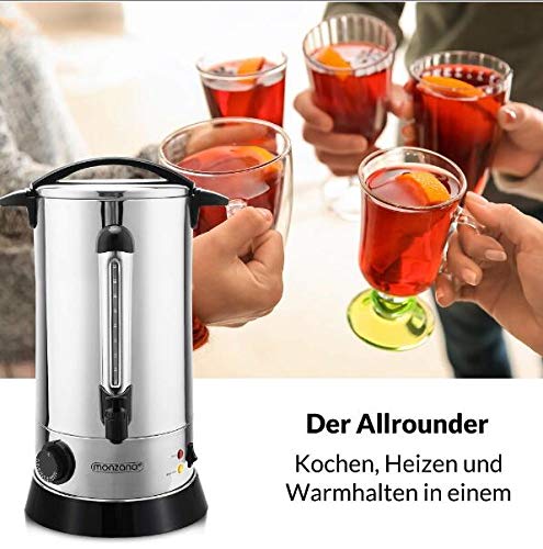 15/18 / 22L Heiße Getränke Dispenser 2020 Edelstahl-Kaffee - Kaffee-Tee-Hot Chocolate Soup Glühwein - Weihnachtsmarkt,Silber,18L