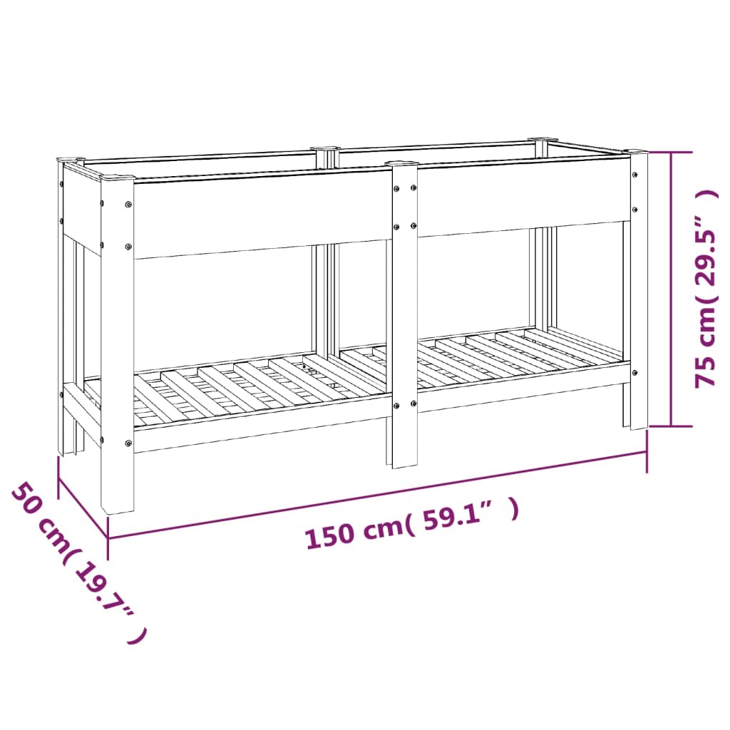 vidaXL Arriate de jardín con Estante WPC Gris 150x50x75 cm, arriate, Jardinera, bancal Elevado, arriate Elevado, macetero, Mesa de Cultivo, Maceta