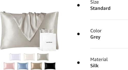 Miniatura 7 de LilySilk - Funda de almohada de seda para cabello y piel, 100% seda morera de 19 momme a ambos lados con cremallera oculta