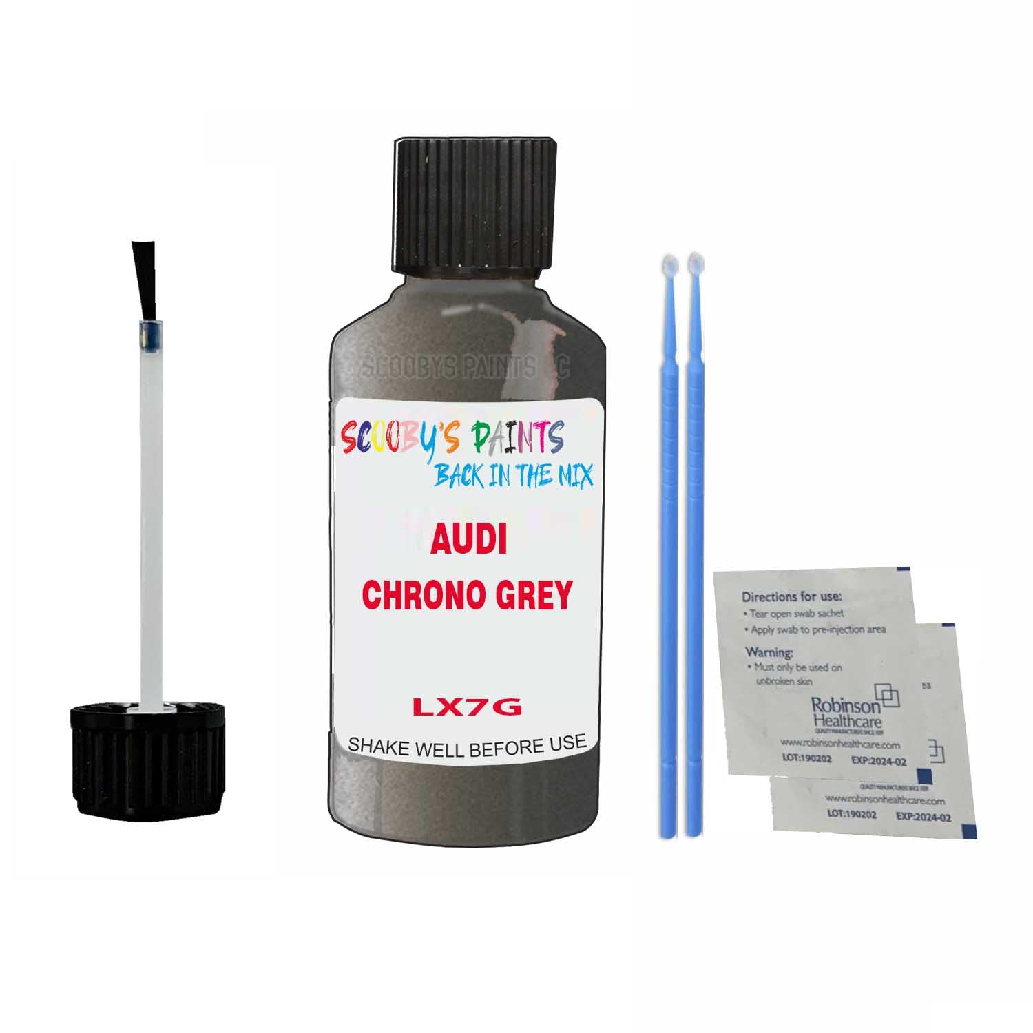 Scoobys Paints Back In The Mix Chrono Grey Touch Up Paint For Audi Tt Lx7g 2018-2022 30Ml Bottle Brush Scratch Stone Chip Repair Pen