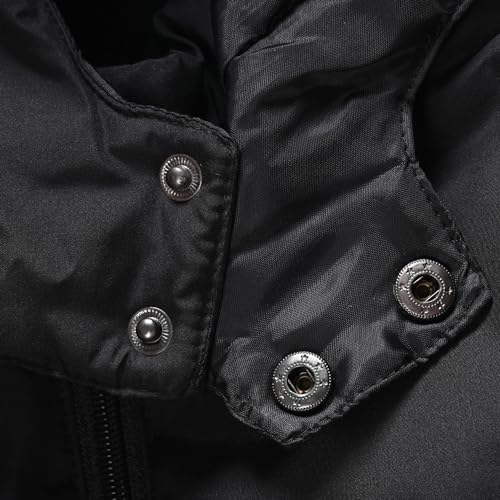 Image of Men's Hooded Puffer Jacket Down Alternative Lightweight Warm Coat Stand Collar Winter Insulated Quilted Coat