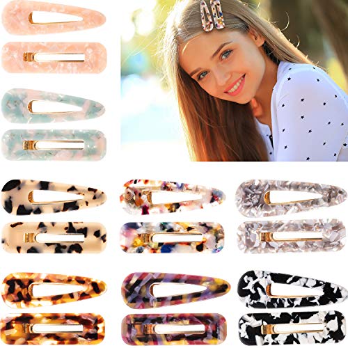16 Pieces Acrylic Resin Hair Clips Geometric Alligator Hair Barrettes for Women and Girls Fashion Hair Accessories (Color A)