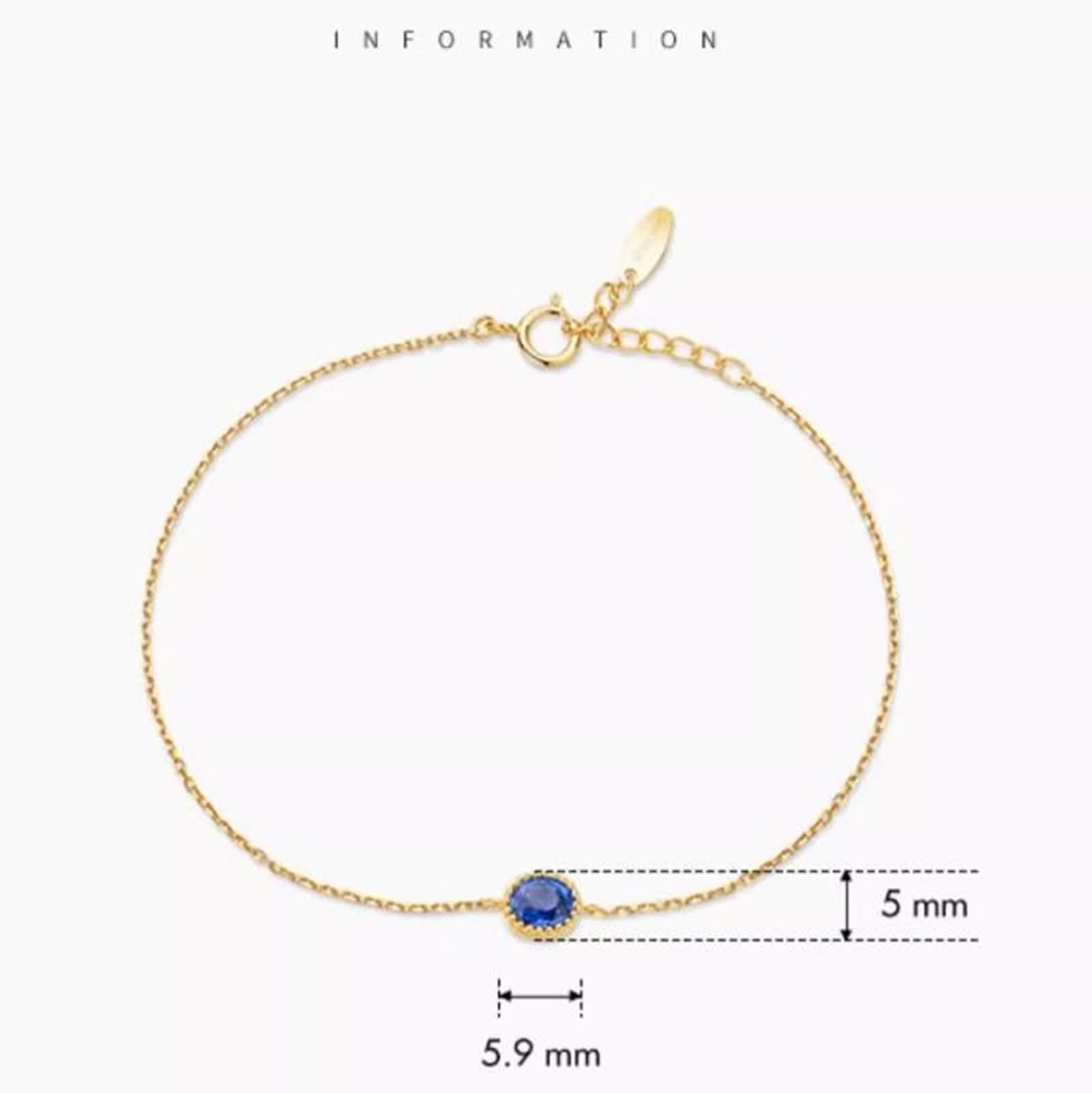Pulsera de eslabones de cadena para mujer, pulsera vintage de zafiro azul de 0,4 quilates, cadena ovalada de oro amarillo