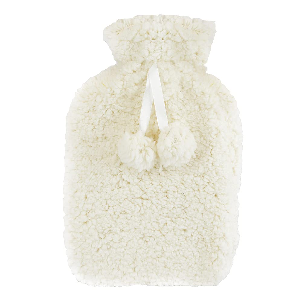 A2z Cream Hot Water Bottle 2 Litre Capacity Teddy Fur Fleece Cover Rubber Leak Proof Hot Water Bag For Pain Relief Cosy Nights And Relaxation Body Warmer