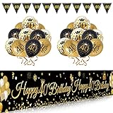 DECORACIONES CUMPLEAÑOS NEGRO Y ORO: Las elegantes pancartas del 40 ° cumpleaños con diseño negro y dorado son perfectas tanto para hombres como para mujeres. Los llamativos globos negros y dorados con estampado pueden permanecer vibrantes y audaces incluso después de inflarlos. Agregue la atmósfera para la fiesta temática del cumpleaños número 40, lo más destacado debe impresionar a sus invitados y amigos.