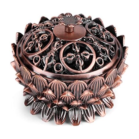 Quemador de Incienso de carbón Vintage Lotus Shape Alloy Cover