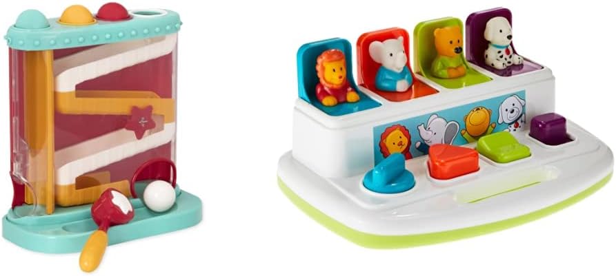 Battat- Juguete golpea y Rueda (Branford Ltd. BT2612Z) , Color/Modelo Surtido & Amigos Saltarines Pop up Pals Animales Coloridos