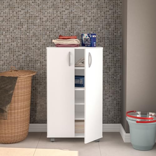 Armário Multiuso Limeira Baixo 2 Portas e 4 Prateleiras Branco Politorno