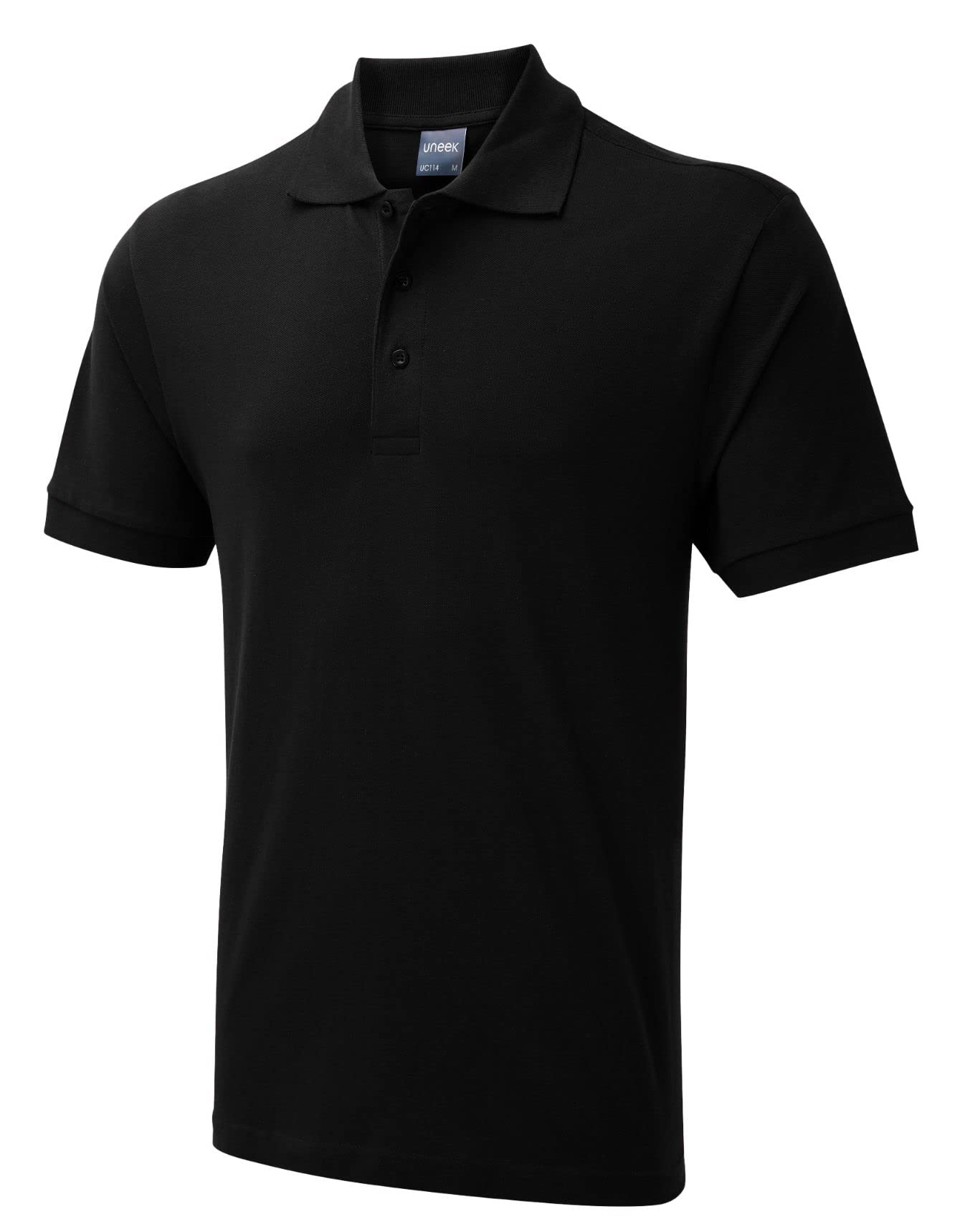 Uneek Clothing Men's Black Deluxe Poloshirt - Orange - Small
