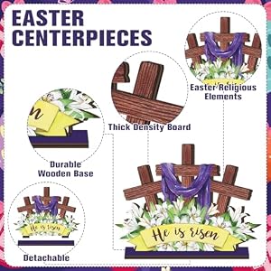6 Pcs Religious Easter Decorations He Is Risen Tabletop Decorations Rustic Jesus Cross Wood Tablet Centerpiece Farmhouse Christian Easter Table Sign for Easter Office Desk Tiered Tray Decor 6 Pcs Religious Easter Decorations He Is Risen Tabletop Decorations Rustic Jesus Cross Wood Tablet Centerpiece Farmhouse Christian Easter Table Sign for Easter Office Desk Tiered Tray Decor