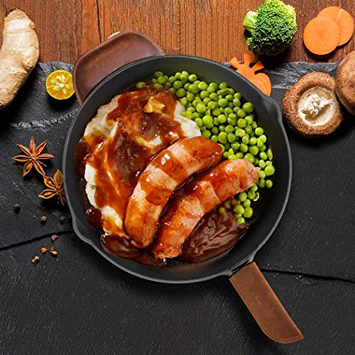 Trumoter Genuine Leather Cast Iron Pot Handle Cover, Assist Pan Holder, Double Layered Heat Resistant Potholder For Cast Iron Skillets thumb #3