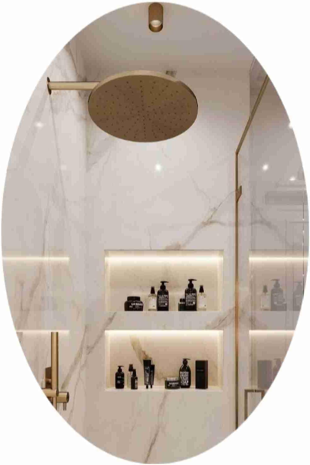 Oval Shape Adhesive Mirror Sticker for Wall On Tiles Bathroom, Bedroom Living Room Basin Mirror,Bathroom Wall Mirror Stickers Unbreakable Plastic Wall Mirror 20 * 30 CM-image-39