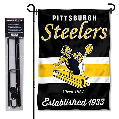 WinCraft Pittsburgh Steelers Throwback Retro Vintage Garden Flag and Flagpole Mount