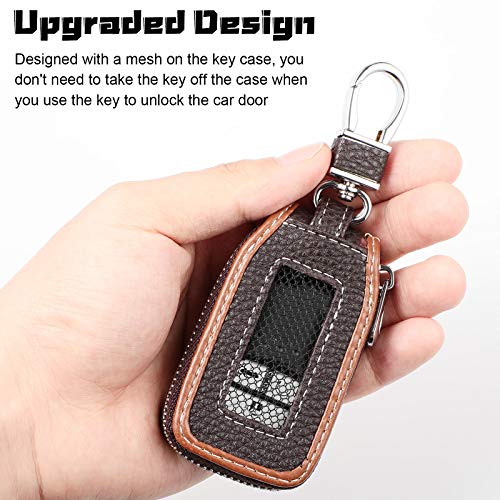 2 Pieces Leather Car Key Chain Case Holder Auto Key Fob Holder Smart Protector Cover(Brown) - Image 5