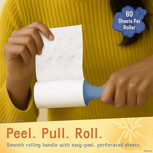 Image of Disney Stitch Lint Roller for Pet Hair, 3-Pack, 60ct /Roll, Extra Sticky | Perfect for quick cleanups at home, in the car, or on the go, tear-and-toss adhesive works on clothing, upholstery, bedding