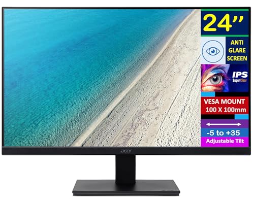 Image of acer 24 inch Vero V247Y Gbmix FHD IPS Monitor with 4 ms Response Time, Anti-Glare, Adaptive Sync, Integrated Speakers, VESA Mount (100x100mm), HDMI, (UM.QV7AA.G03), Black (Renewed)