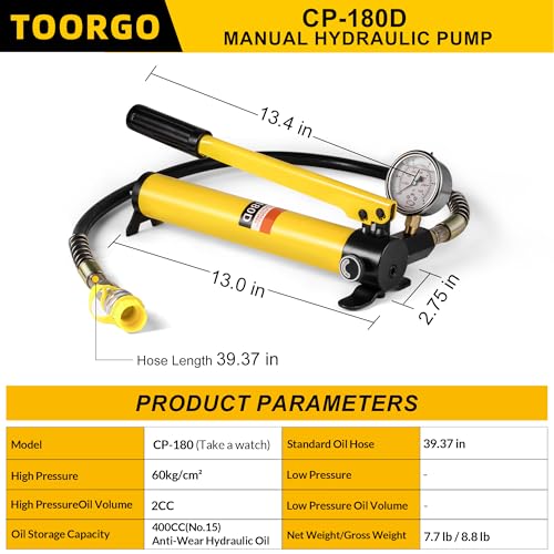 Image of CP-180 Hydraulic Hand Pump with Oil Gauge,Hand Operated Pump Manual Pump Hydraulic Pump for Lifting Cylinders