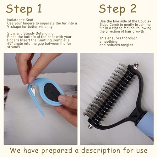 Image of Cat & Dog Grooming Kit - Matted Fur Remover for Cats, Includes 4 Knotting Combs & 1 Pet Grooming Brush, Safe Cat Grooming Comb Set for Detangling