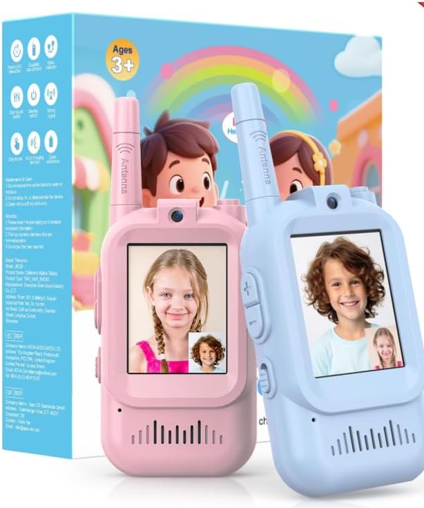 Rechargeable Walkie Talkies for Kids, 2 Pack Long Range Two Way Radios for Boys Girls 3-5, Outdoor Adventure Camping Hiking Toys,Green Green Design