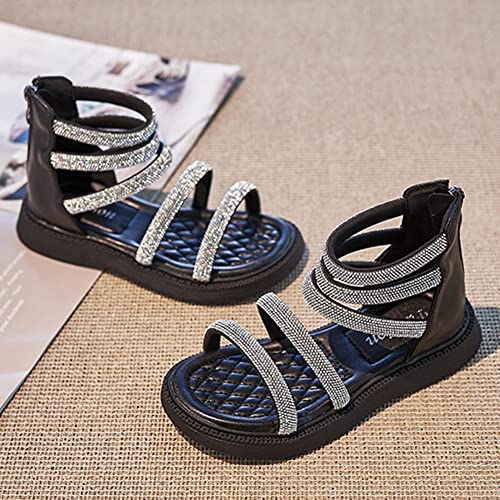 Toddler Little Girls Breathable Summer Zipper Glitter Rhinestone Open Toe Gladiator Strap Sandals Fashion Summer Boots4