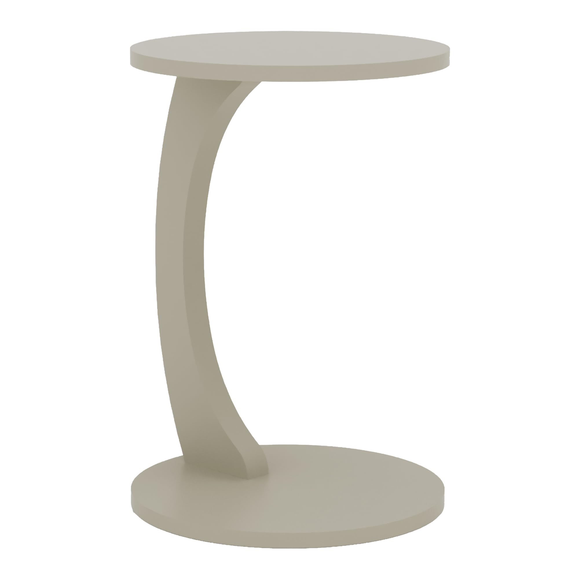 [en.casa] Mesa Auxiliar Holeby en Forma de C Mesa de Centro Redonda Mesita de Salón con 4 Ruedas Uso Versátil 56 x Ø 38 cm - Color Arenisca