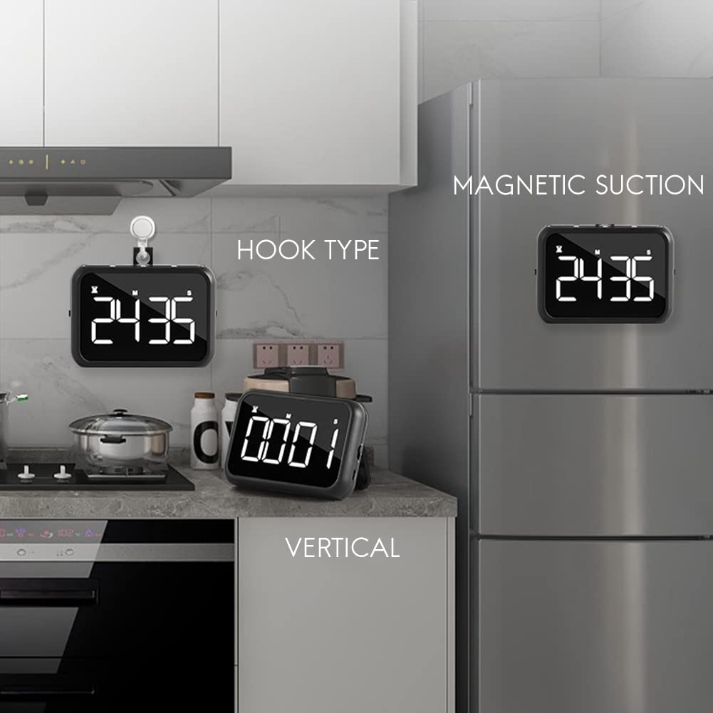 Timer kuchenny, timer z wyświetlaczem LED, 2 jasności, głośna głośność, łatwy do gotowania, biały