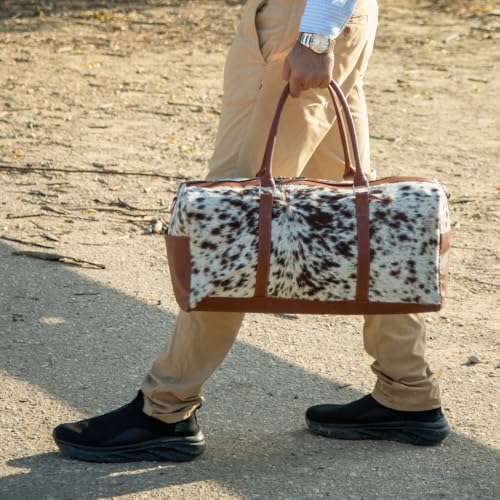 Weekender duffel cowhide leather travel carry on handmade gift outdoor sports gym overnight patchwork bag3