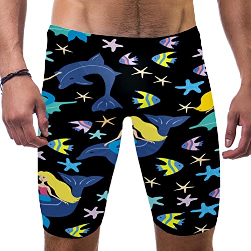 Traje de baño para hombre negro con diseño de ballena oceánica para entrenamiento
