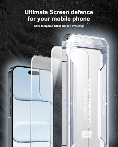 Image of Affix 2 Pack for iPhone Air Or iPhone 17 Air Full Coverage Tempered Glass, Screen Protector Guard with Easy Fix Installation Tool, 9H Hardness Shatterproof, HD Clear Scratch Resistant