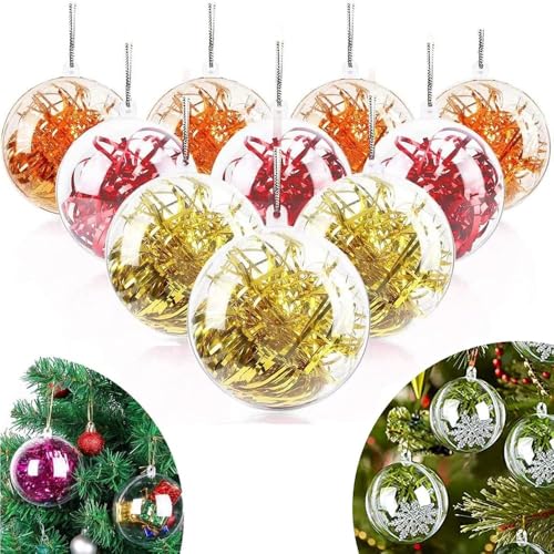 La Mejor Recopilación de Esferas los mejores 10. 48 TAGNEFLOR 20 Piezas Bola de Navidad Transparente Acrílica Rellenable, Bolas de decoración Transparentes de Navidad, Bodas y Fiestas, DIY con Purpurina, Flores o Fotos (6 CM)