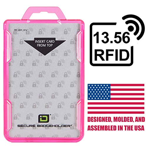Id Stronghold - Rfid Blocking Secure Badge Holder - Duolite 2 Card Id Holder - Poly Carbonate - Heavy Duty Hard Plastic Id Badge Holder - Usa Molded And Assembled - Fips 201 Approved - Pink #TOP5