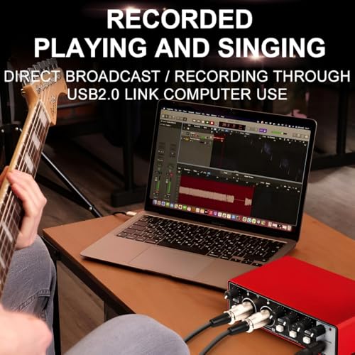 Image of Powerpak AI-06 2 Channel Audio Interface | 24-bit /192kHz High Fidelity Recording, 48V Phantom Power Support | XLR /MIC /LINE inputs | Plug and Play-No Drivers for Recording, Podcaster