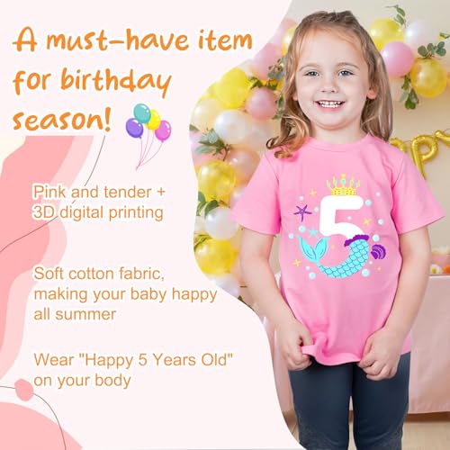 Image of Lovekider Girls Birthday T Shirts Cotton Short Sleeve T-Shirts Tee Party Clothing 3-6 Years