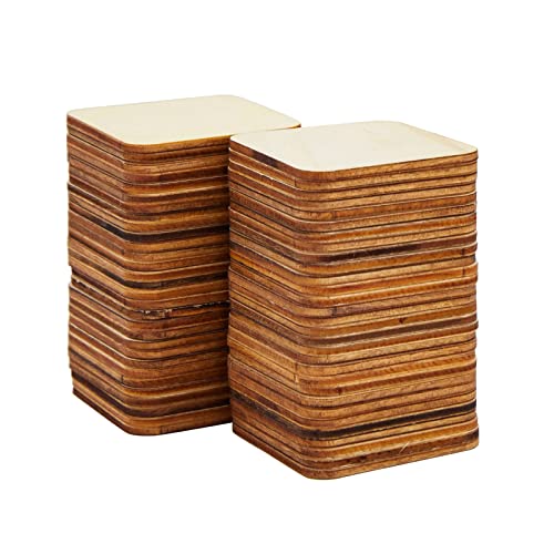 60 Pack 2X2 Wood Squares For Crafts, 2.5Mm Unfinished Wood Cutouts With Rounded Corners #TOP1