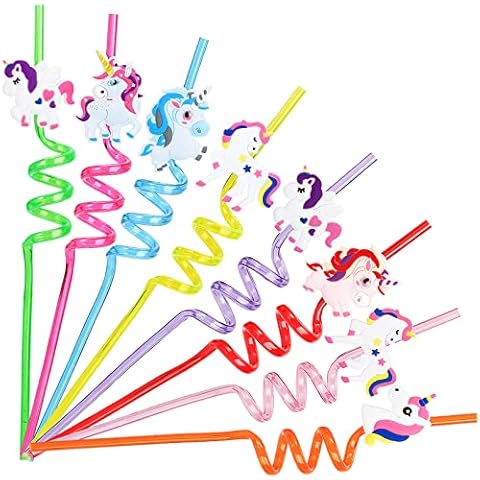 Erinnmy Pack of 24 Unicorn Drinking Straws Cover